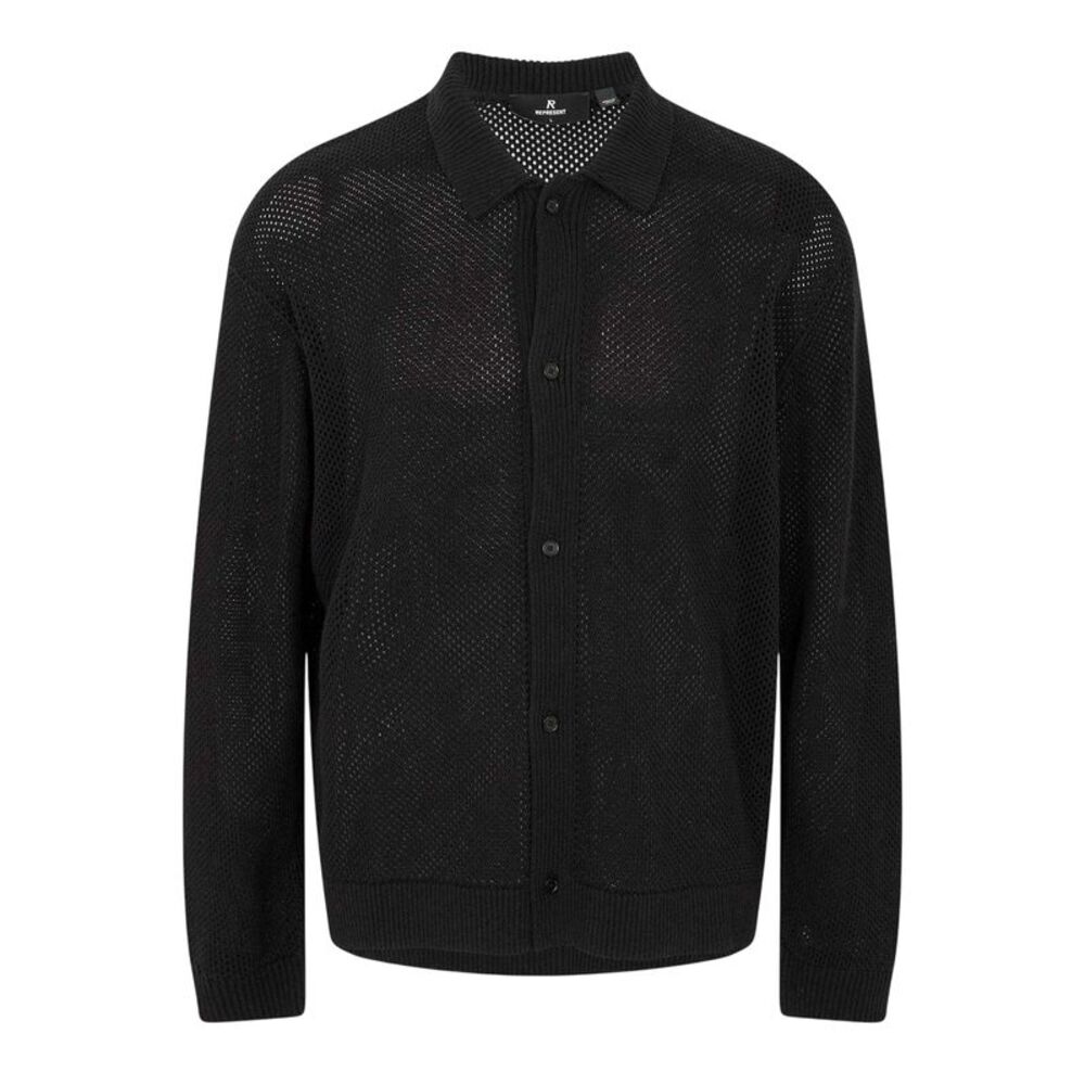 Represent Mens Plain Long-Sleeved Shirt / Jet Black